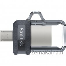 Sandisk Ultra Dual m3.0 USB atmintukas 64 GB USB Type-A / Micro-USB 3.2 Gen 1 (3.1 Gen 1) Juoda, Sidabras, Permatomas