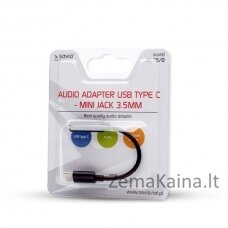 Savio garso adapteris - USB 3.1 C (M) tipo - 3,5 mm (F) lizdas - juodas AK-35B