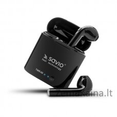 SAVIO TWS-02 Bluetooth belaidės ausinės, juodos spalvos