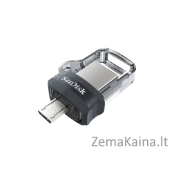 Sandisk Ultra Dual m3.0 USB atmintukas 32 GB USB Type-A / Micro-USB 3.2 Gen 1 (3.1 Gen 1) Juoda, Sidabras, Permatomas