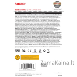 SanDisk Ultra USB atmintukas 64 GB USB A tipo 3.2 Gen 1 (3.1 Gen 1) Juoda