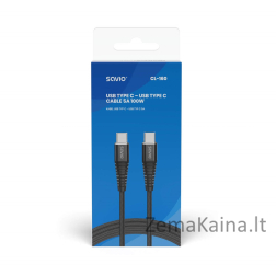 Savio CL-160 USB kabelis 2 m USB 2.0 USB C - USB C Juoda