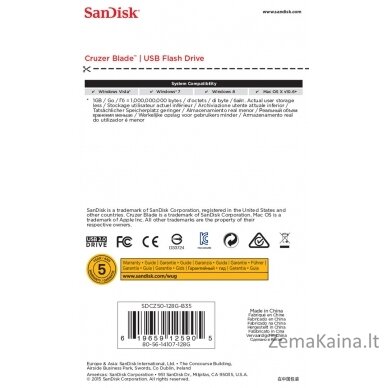 Sandisk Cruzer Blade USB atmintukas 128 GB USB A tipo 2.0 Juoda, Raudona 7