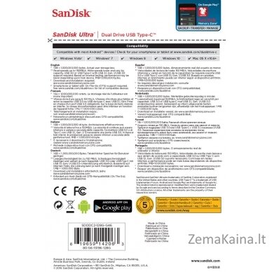 Sandisk Ultra Dual Drive USB Type-C USB atmintukas 128 GB USB Type-A / USB Type-C 3.2 Gen 1 (3.1 Gen 1) Juoda, Sidabras 7