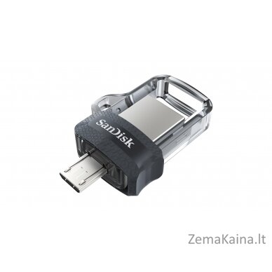 Sandisk Ultra Dual m3.0 USB atmintukas 128 GB USB Type-A / Micro-USB 3.2 Gen 1 (3.1 Gen 1) Juoda, Sidabras, Permatomas