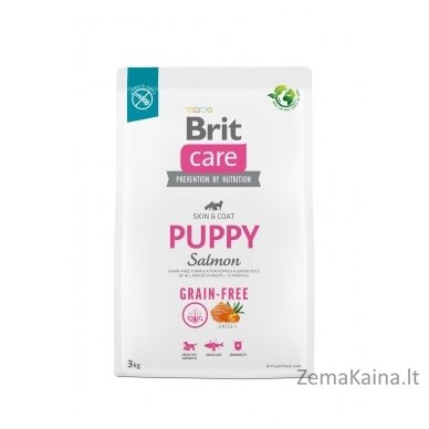 Sausas ėdalas visų veislių šuniukams ir jauniems šunims (nuo 4 savaičių iki 12 mėnesių).Brit Care Dog Grain-Free Puppy Salmon 3kg