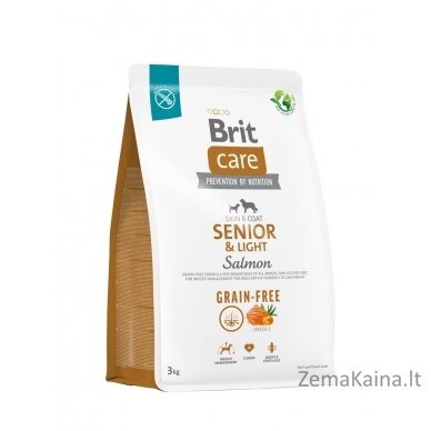 Sausas pašaras vyresniems visų veislių šunims (vyresniems nei 7 metų) Brit Care Dog Grain-Free Senior&Light Salmon 3kg 1