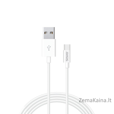 Savio CL-125 USB kabelis 1 m USB 2.0 USB A USB C Balta