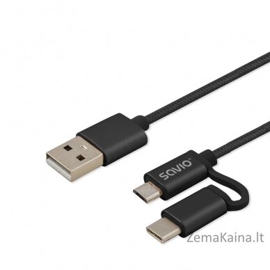 Savio CL-128 USB kabelis 1 m USB 2.0 USB A USB C/Micro-USB A Juoda 7