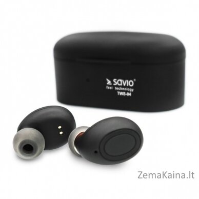 Savio TWS-04 belaidės Bluetooth ausinės juodos, grafito spalvos 1