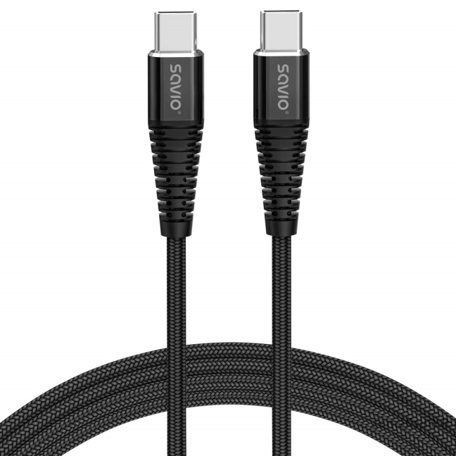 Savio CL-160 USB kabelis 2 m USB 2.0 USB C - USB C Juoda 2