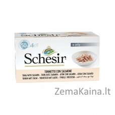 SCHESIR Tunas su lašiša želė - šlapias kačių maistas - 6x50g