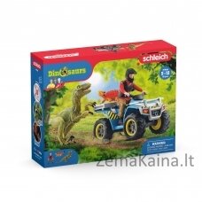 SCHLEICH DINOSAURS Pabėgimas nuo velociraptoriaus keturračiu