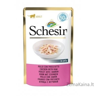 SCHESIR in jelly Chicken with ham - šlapias kačių maistas - 50 g