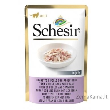 SCHESIR in jelly Tuna and chicken with ham - šlapias kačių maistas - 85 g