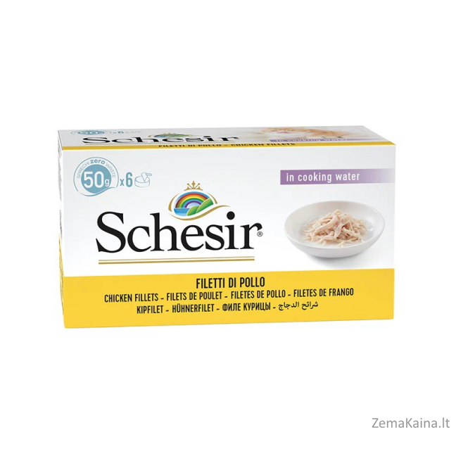 SCHESIR Vištienos filė sultinyje - šlapias kačių maistas - 6x50g