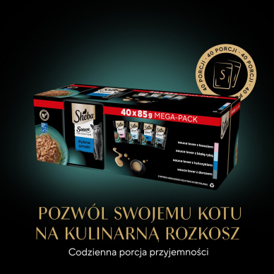 SHEBA Sauce Collection Žuvies skonių kolekcija - šlapias kačių maistas - 40x85 g 12