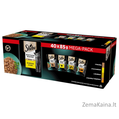 SHEBA Selection Select Slices Poultry Flavours - drėgnas kačių maistas - 40 x 85g