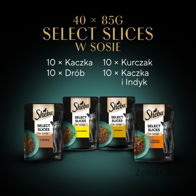 SHEBA Selection Select Slices Poultry Flavours - drėgnas kačių maistas - 40 x 85g 8