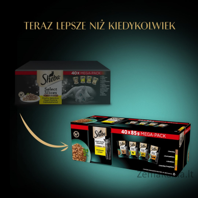 SHEBA Selection Select Slices Poultry Flavours - drėgnas kačių maistas - 40 x 85g 12