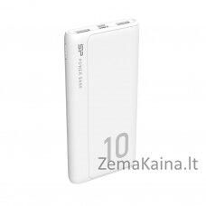 SILICON POWER GP15 Powerbank Išorinis akumuliatorius 10000 mAh 2x USB 2.1A (SP10KMAPBKGP150W) Balta