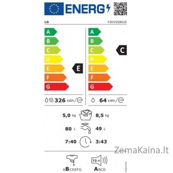 Skalbimo mašina su džiovinimo funkcija LG F2DV5S8S2E 2