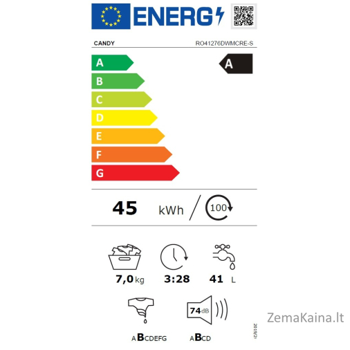 Skalbimo mašina Candy RO41276DWCRE-S 3