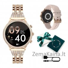 Smartwatch damski Manta Diamond Lusso złoty + bransoletka YES