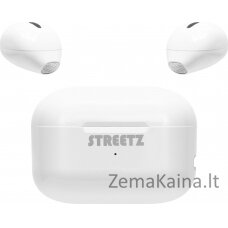 Streetz Mini ausinės bevielės ausinės STREETZ su krovimo dėklu, True Belaidės Stereo, baltos / TWS-114