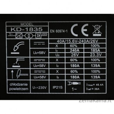 Suvirinimo aparatas MIG/MAG/TIG LIFT/MMA 240A (KD1835) 1