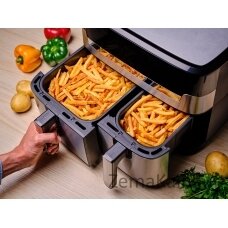 Tefal Dual Easy Fry & Grill EY905D Dvigubas 8,3 L Autonominės 2700 W Karšto oro gruzdintuvė Nerūdijančiojo plieno