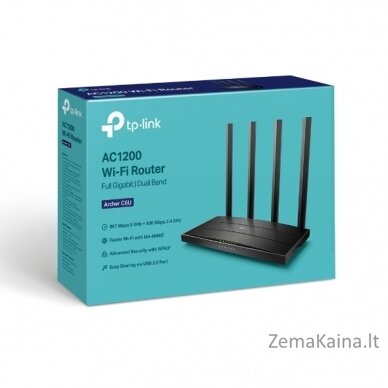 TP-LINK Archer C6U belaidis maršrutizatorius Gigabitinis internetas Dviguba juosta (2,4 GHz / 5 GHz) 4G Juoda 3