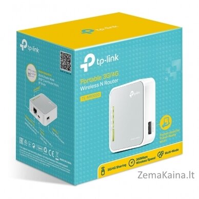 TP-LINK TL-MR3020 belaidis maršrutizatorius Greitas eternetas Viena juosta (2,4 GHz) 4G 2