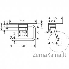 Tualetinio popieriaus laikiklis su lentynėle Hansgrohe AddStoris 41772000, chromo