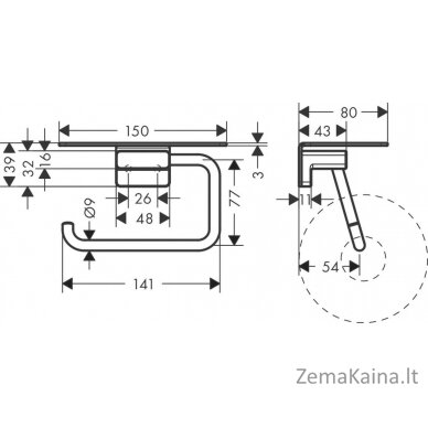 Tualetinio popieriaus laikiklis su lentynėle Hansgrohe AddStoris 41772670, juodas matinis 1