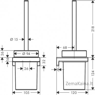 Tualeto šepetys su laikikliu Hansgrohe AddStoris 41752670, juodas matinis 1