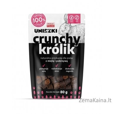 UNISZKI Crunchy Triušis su Mėta ir Dilgėlėmis - Skanėstas Šunims - 80g