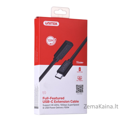 UNITEK EXTENSION CABLE USB-C 10GBPS,4K60HZ,PD,1,5M 5