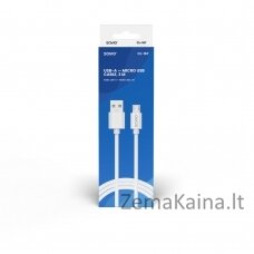 USB kabelis 3 m USB 2.0, USB A  - Micro USB Balta SAVIO CL-167