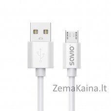 USB kabelis 3 m USB 2.0, USB A  - Micro USB Balta SAVIO CL-167