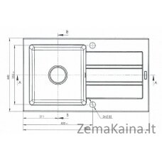 Vieno dubens kriauklė su nusausintuvu Maidsinks Promo 76x44 1B 1D E070053701