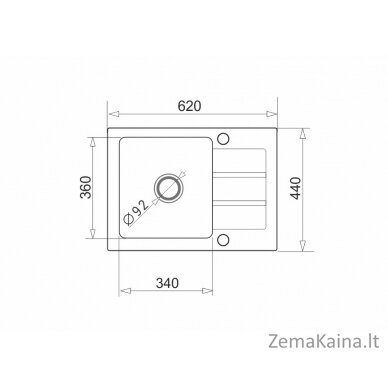 Vieno dubens kriauklė su nusausintuvu Maidsinks Promo 76x44 1B 1D E070053701 1