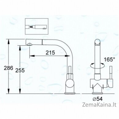 Virtuvinis maišytuvas su ištraukiama žarna Blue Water Lira sendintas žalvaris 1