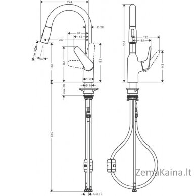 Virtuvinis maišytuvas su ištraukiama žarna Hansgrohe Focus M42, 71801000 1