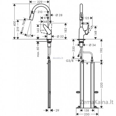 Virtuvinis maišytuvas su ištraukiama žarna Hansgrohe Focus M42, 71820000 1