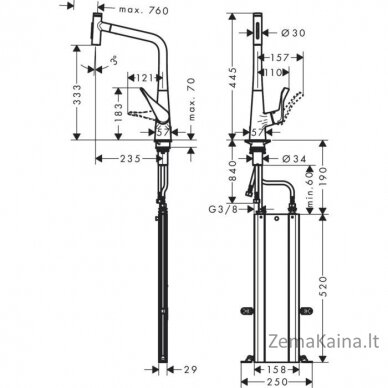 Virtuvinis maišytuvas su ištraukiama žarna Hansgrohe Metris Select M71 73816800 2