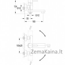 Vonios maišytuvo komplektas OMNIRES DARLING DA5031BL