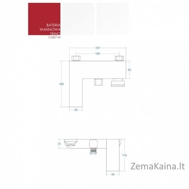 Vonios maišytuvas Corsan Trino CMB7141BL juodas 3