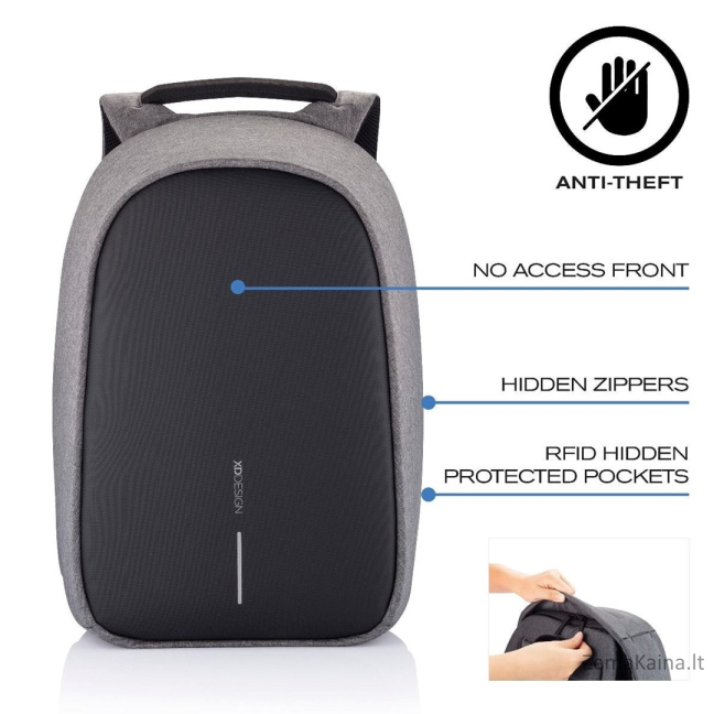 XD DESIGN KUPRINĖ SU APSAUGA NUO VAGYSTĖS BOBBY HERO SMALL GREY P/N: P705.702 15