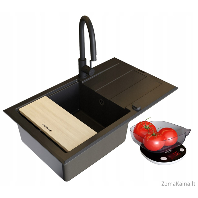 Zestaw - Zlewozmywak PYRAMIS SPARTA PLUS LUX (78x48) 1B 1D + Bateria IDEA Black Edition - 070175802BE - Volcano 1
